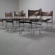 Set of 6 modernist chrome and leather dining chairs, 1970's