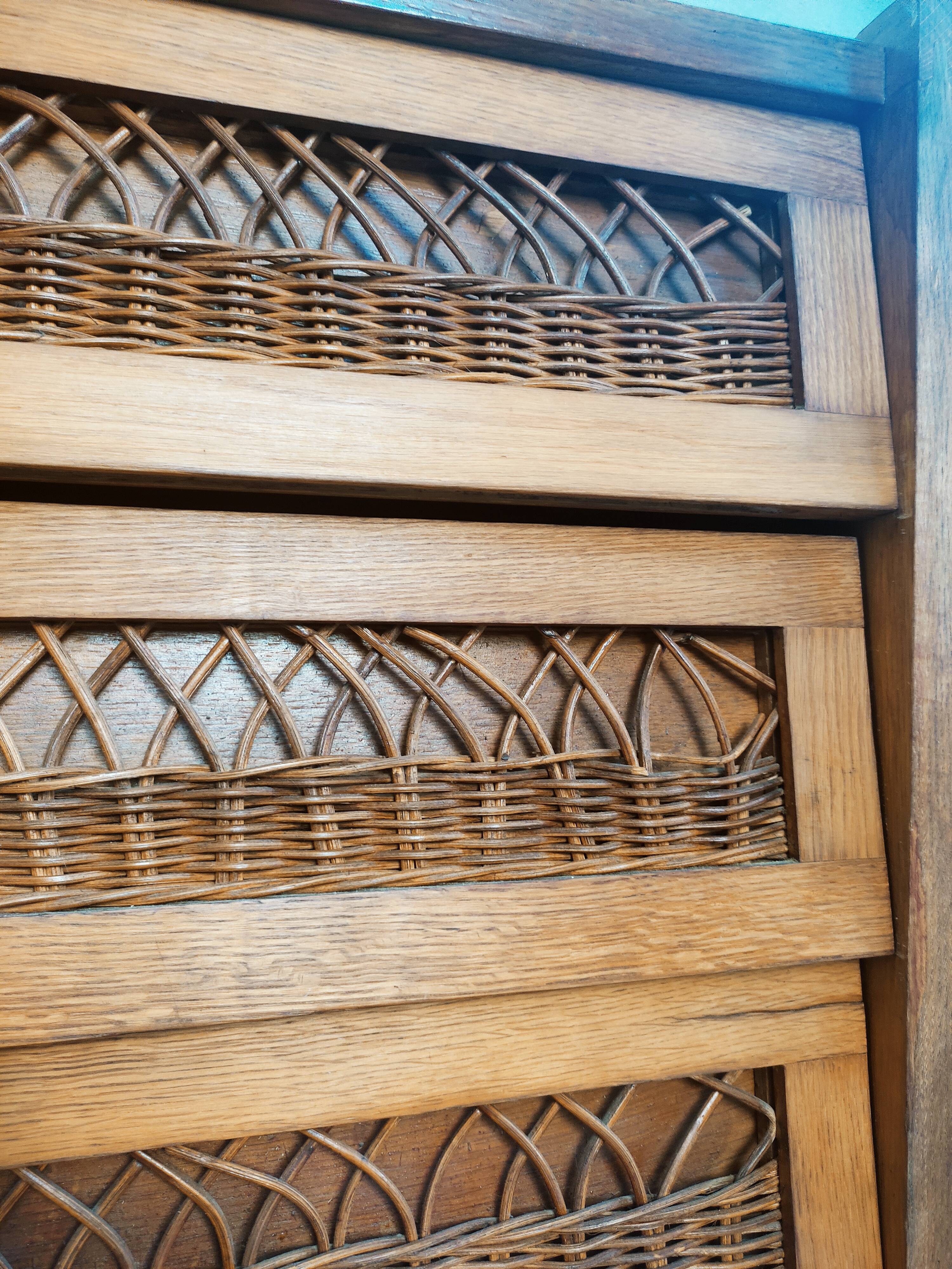 Rattan and wood rag cabinet
