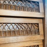 Rattan and wood rag cabinet