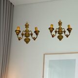 Italian Wooden Sconces, 1970s, Set of 2