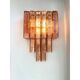 Luxury Italian Amber-Rosè “Squared” Murano Glass Gold Wall Sconces -Set of