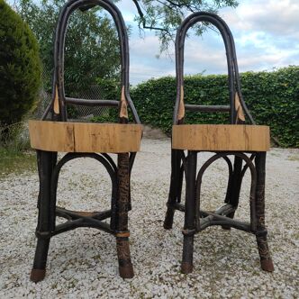 Christian Astuguevieille chairs, stamped Elm model