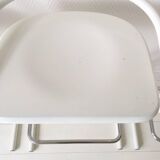 Set of three white and chrome bar stools by Thema Italy to the 1970s