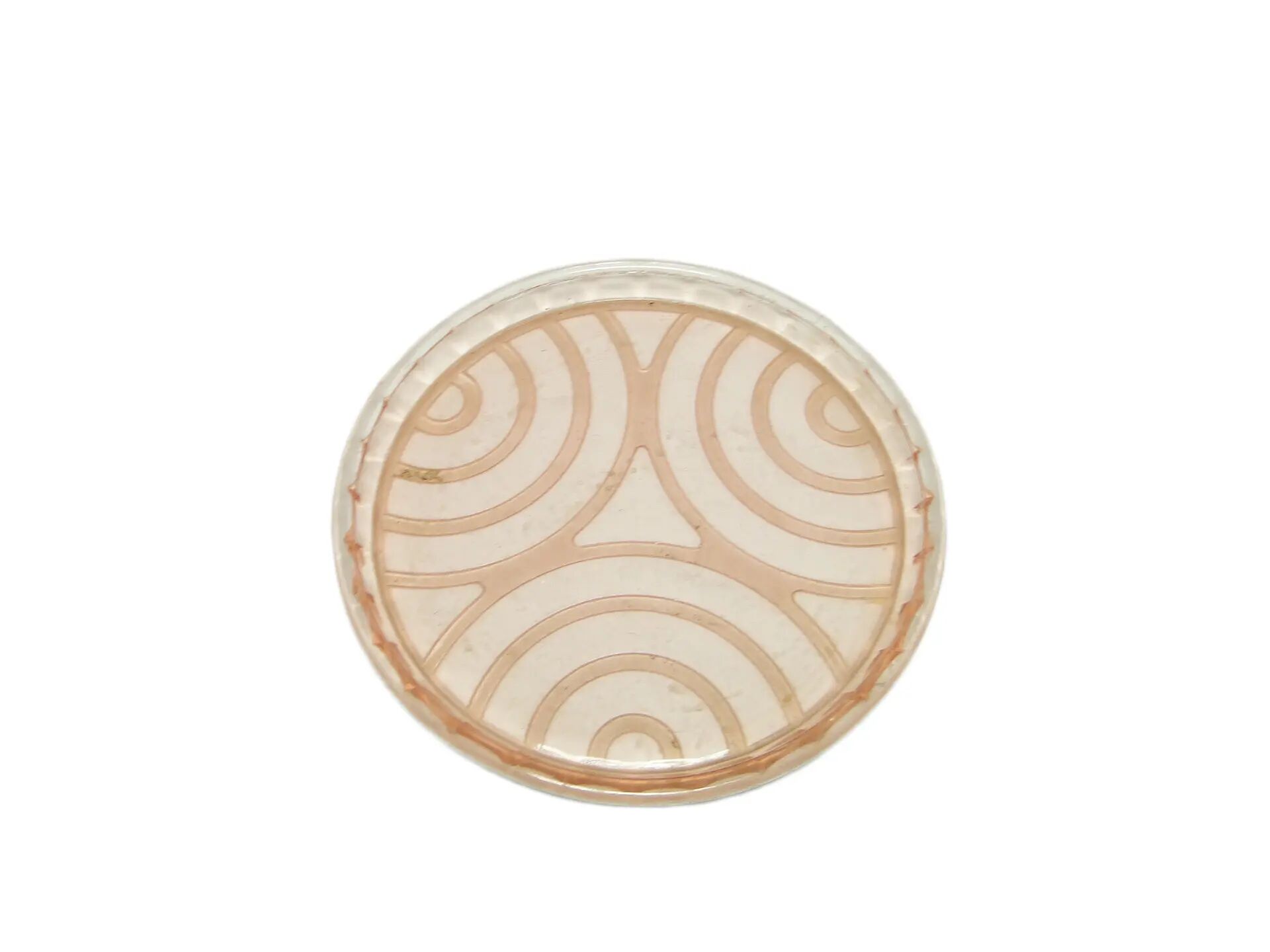 Mid-century modern decorative plate, pink glass, Poland, 1950s.