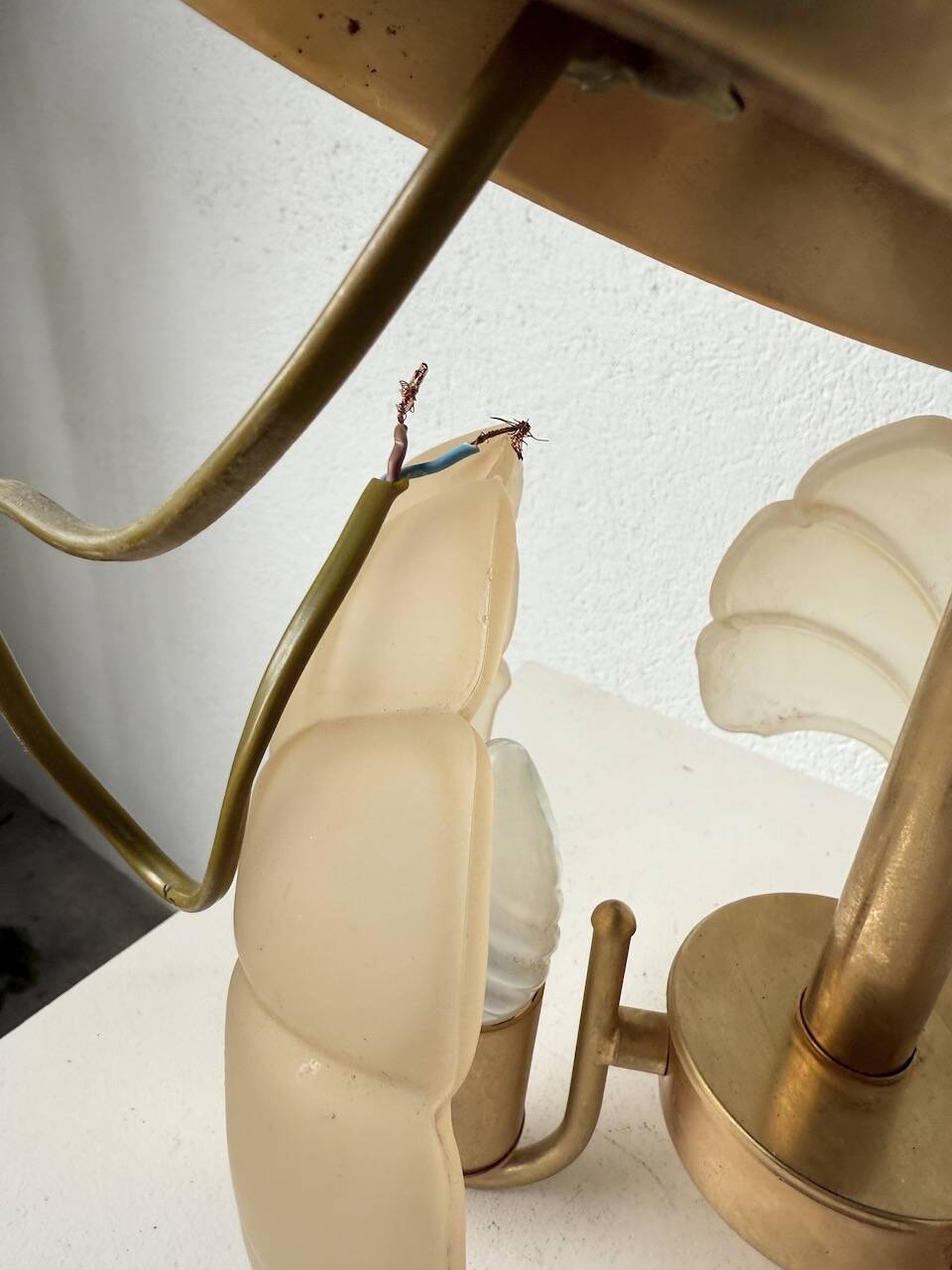 Shell and brass chandelier from the 70s