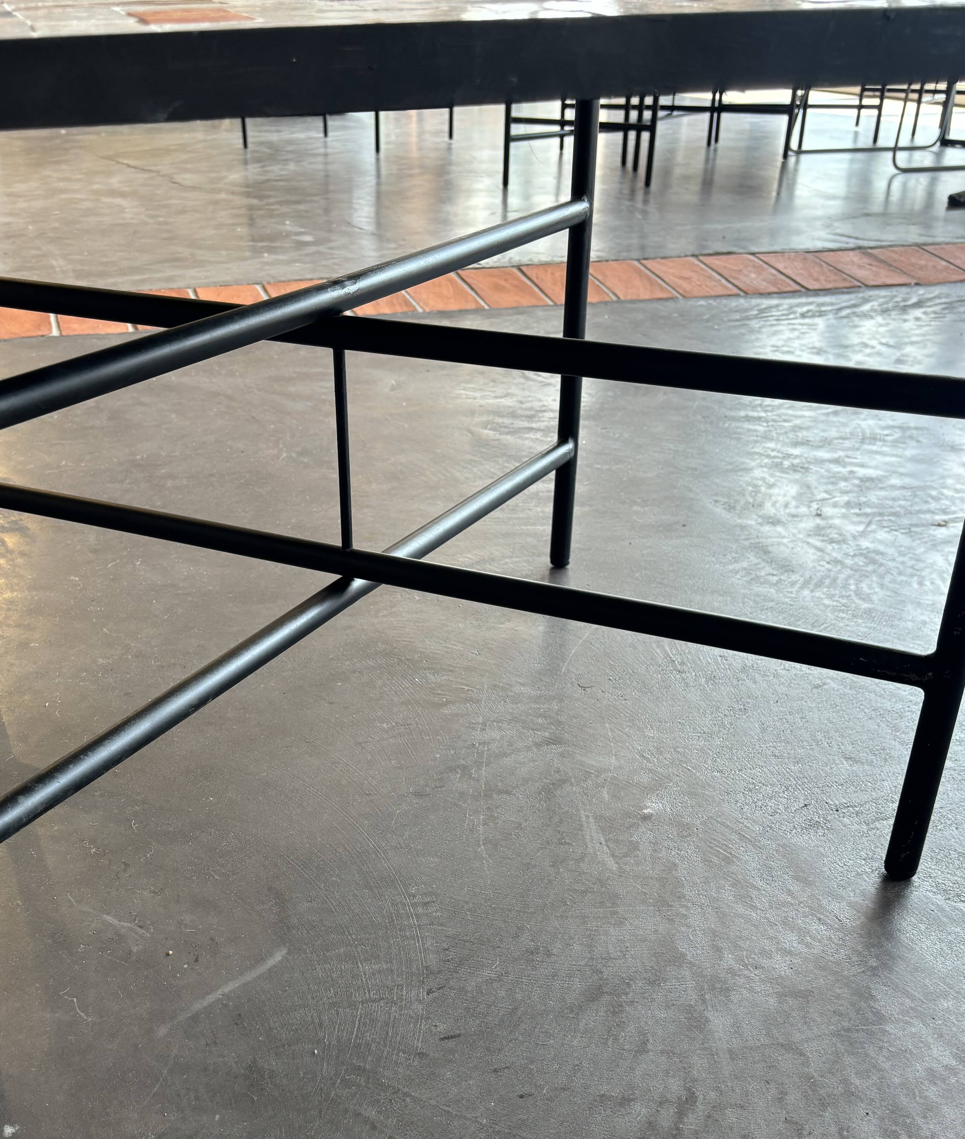 Square coffee table in multicoloured zellige, handcrafted in Morocco.