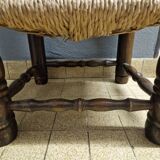 Charles Dudouyt (1885-1946) - Low chair in turned wood and straw - 1940