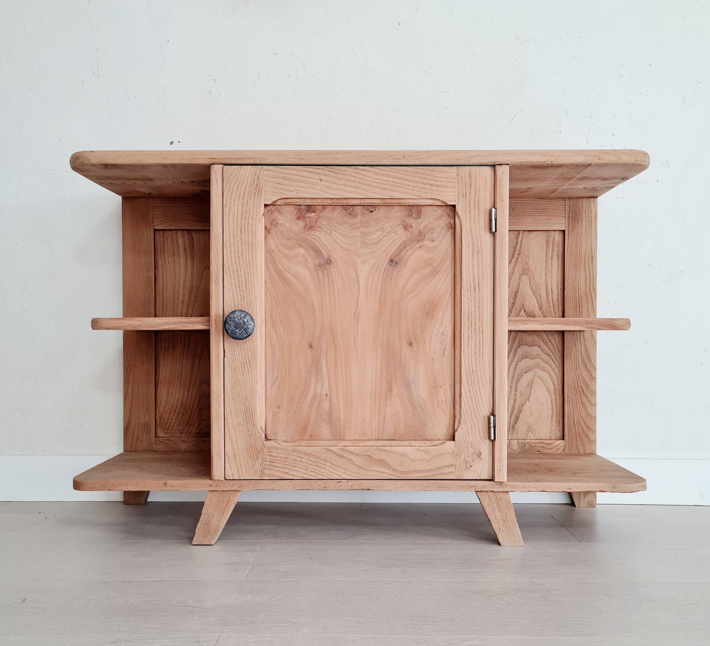 Buffet shelf compass legs renovated oak