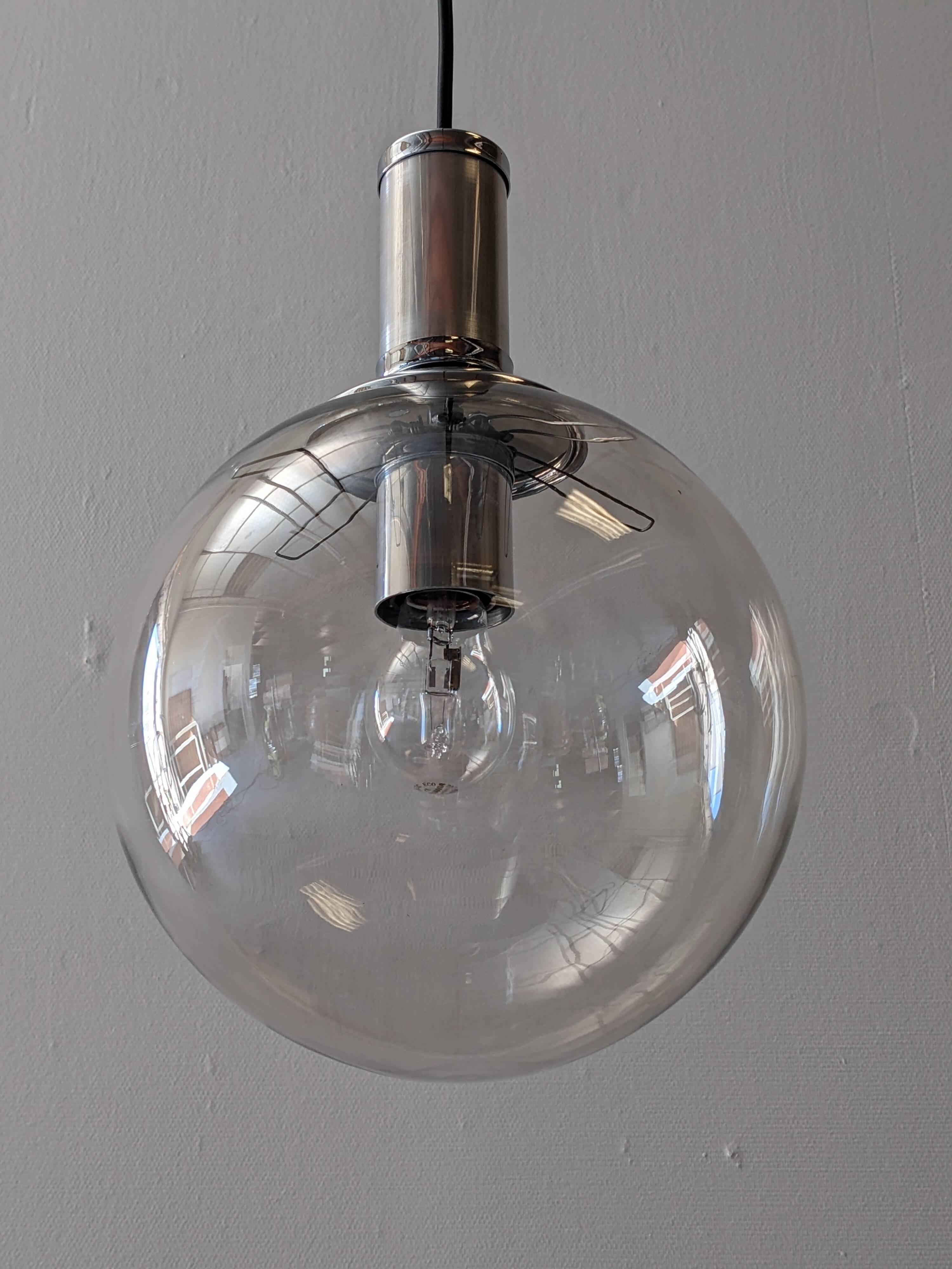 Glass ball pendant light by See Delmas, France circa 1970