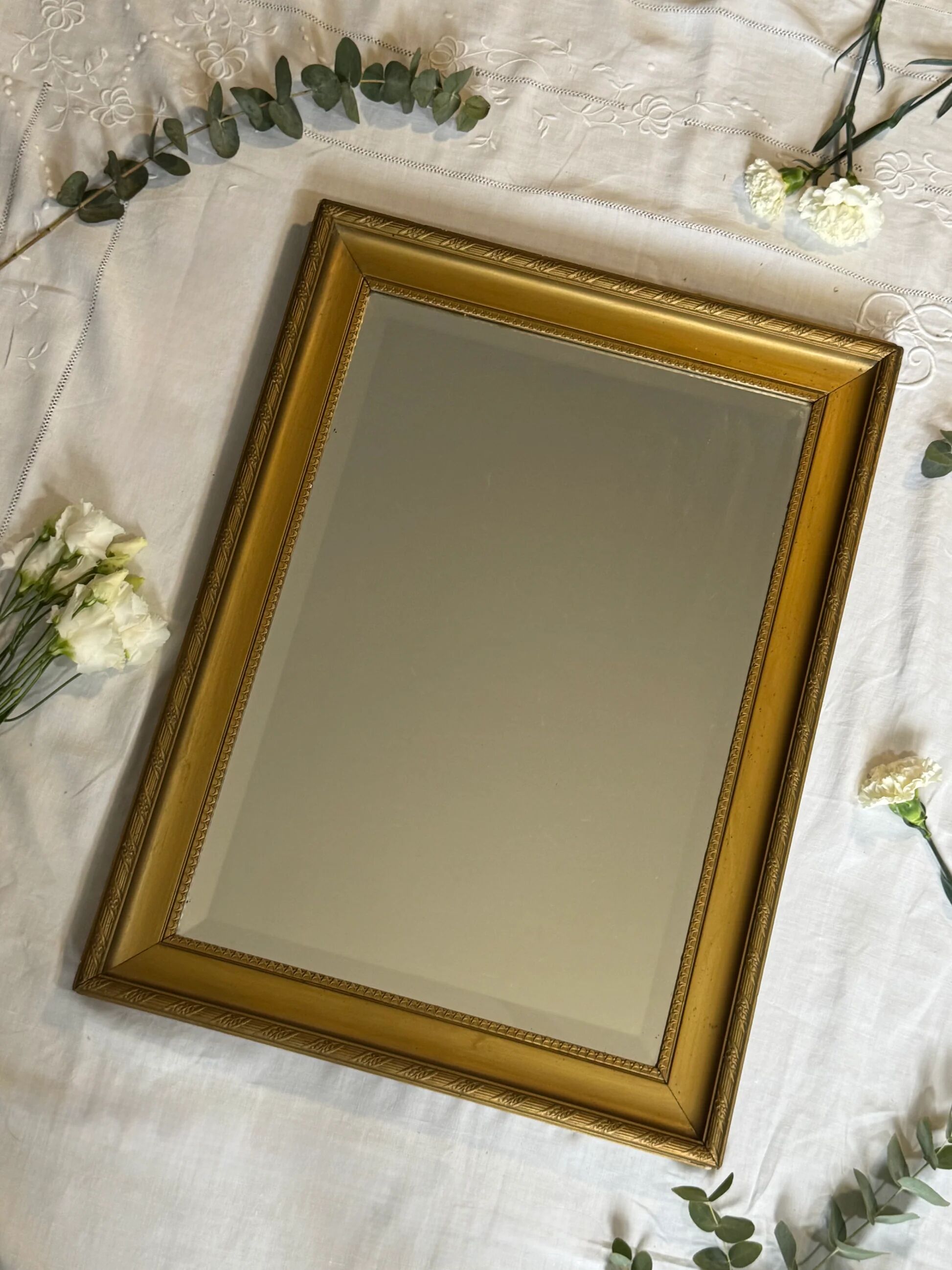Large vintage gilded wooden mirror