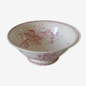 Salad bowl, earthenware dish with raspberry decor