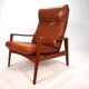 Fauteuil en cuir teck Komfort par Arne Wahl Iversen, 1960