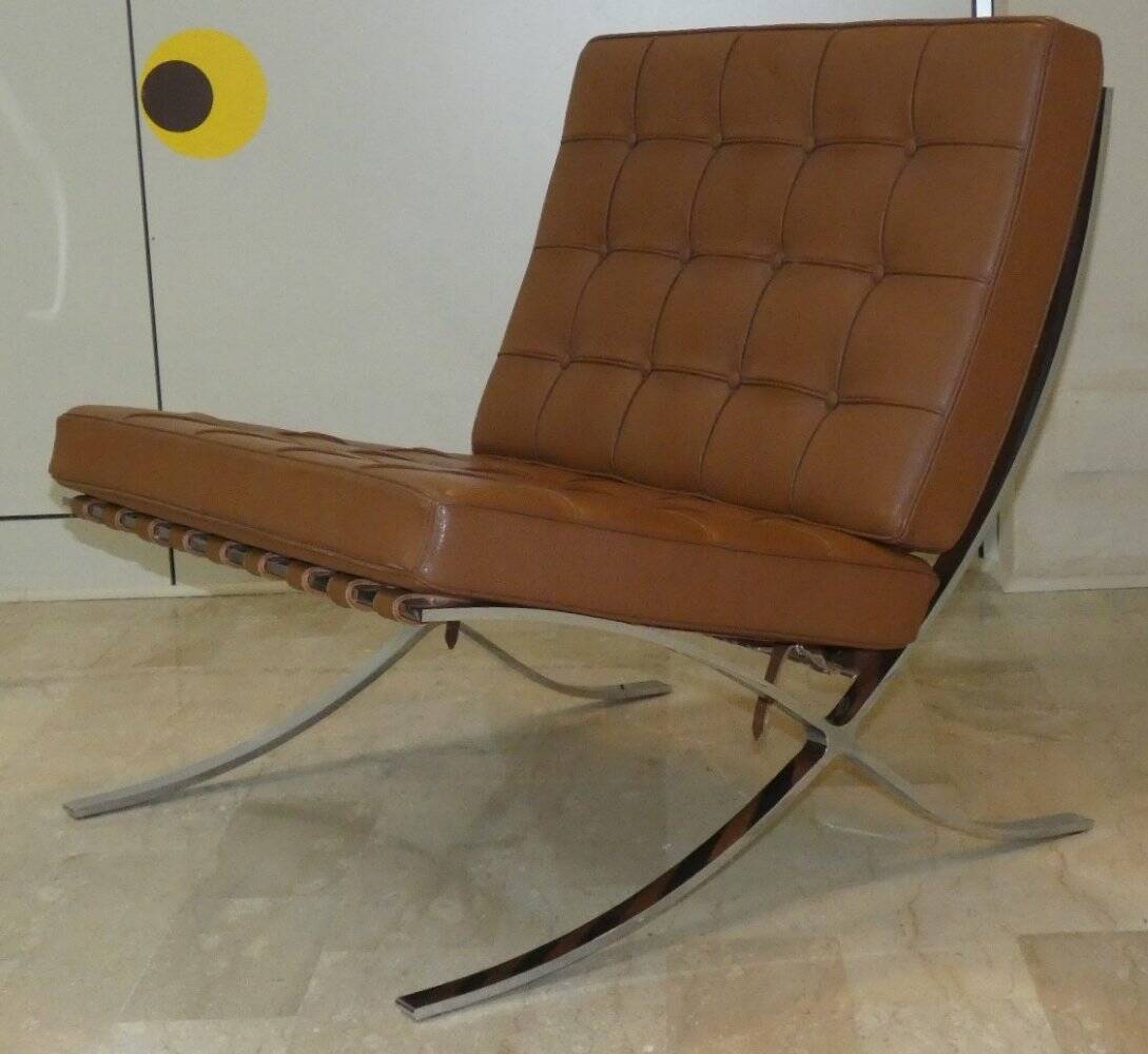 Sedia in acciaio e pelle nello stile di Knoll, anni '80