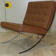 Steel and leather chair in the style of Knoll, 1980s.