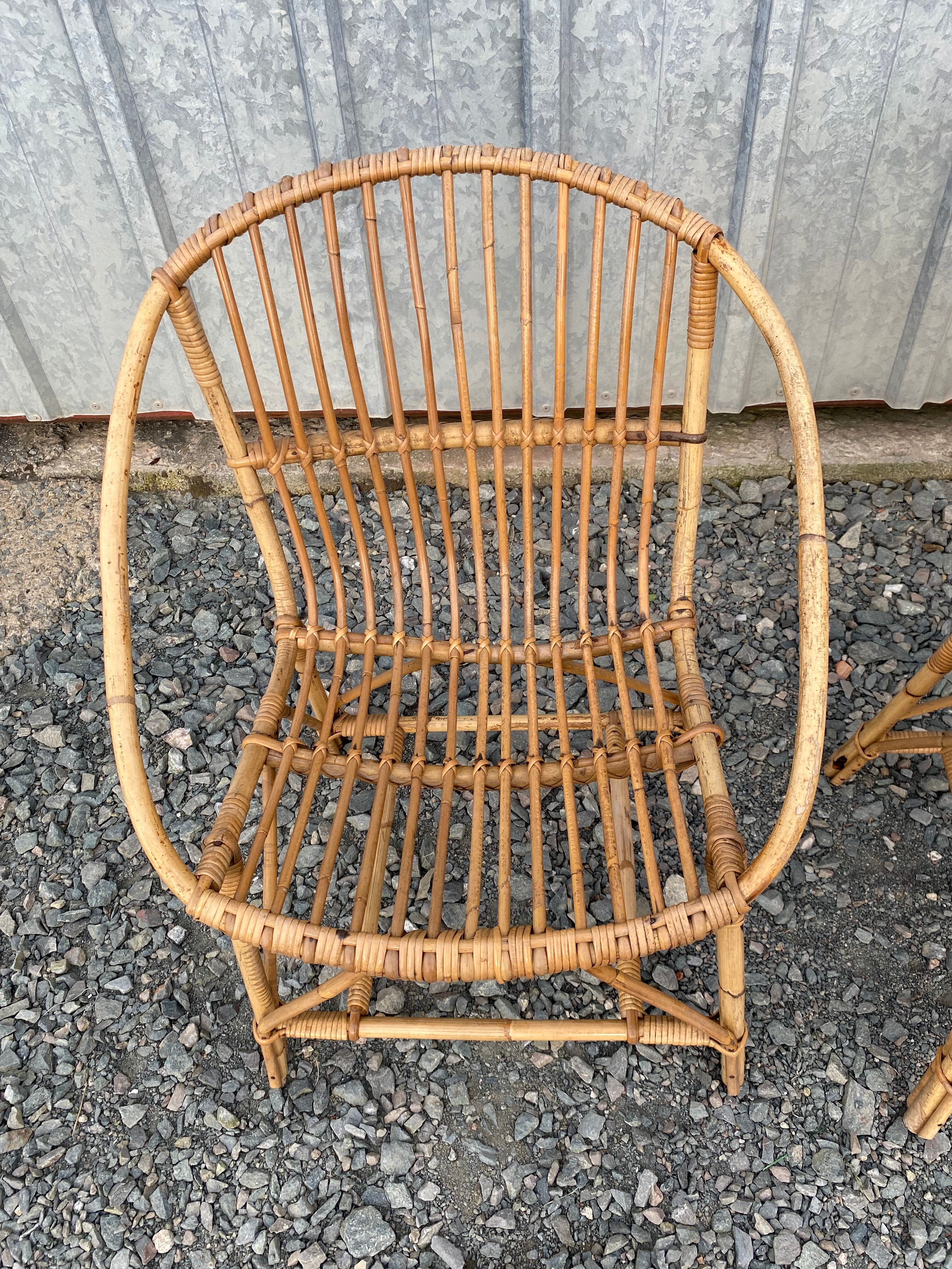 Pair of rattan armchairs