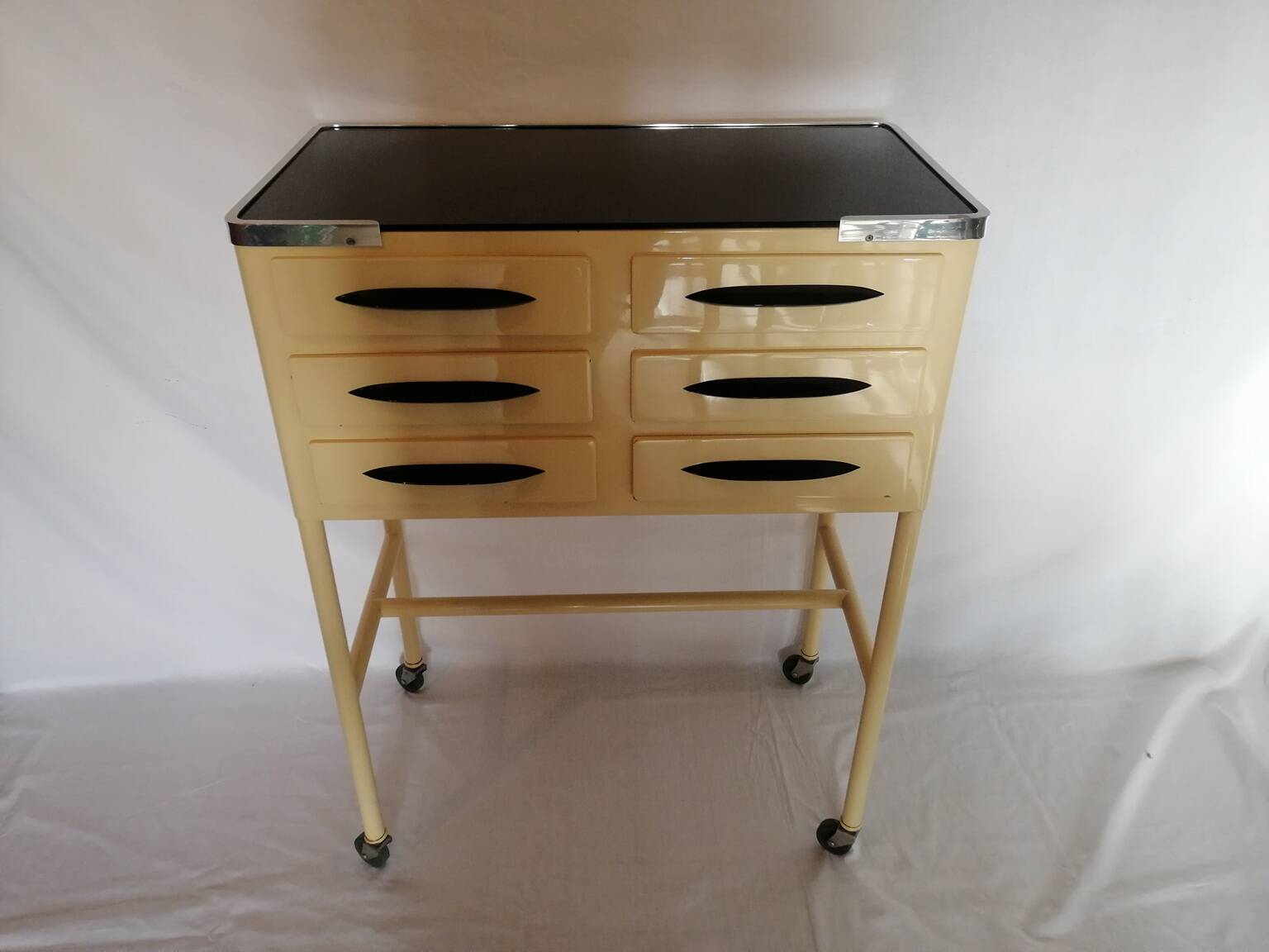 Small console/cabinet serving table from a dental/medical practice from the 1950s.