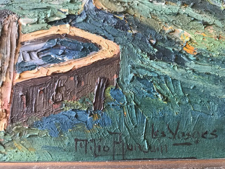 Oil on canvas painting landscape of the vosges signed Milio Burquin