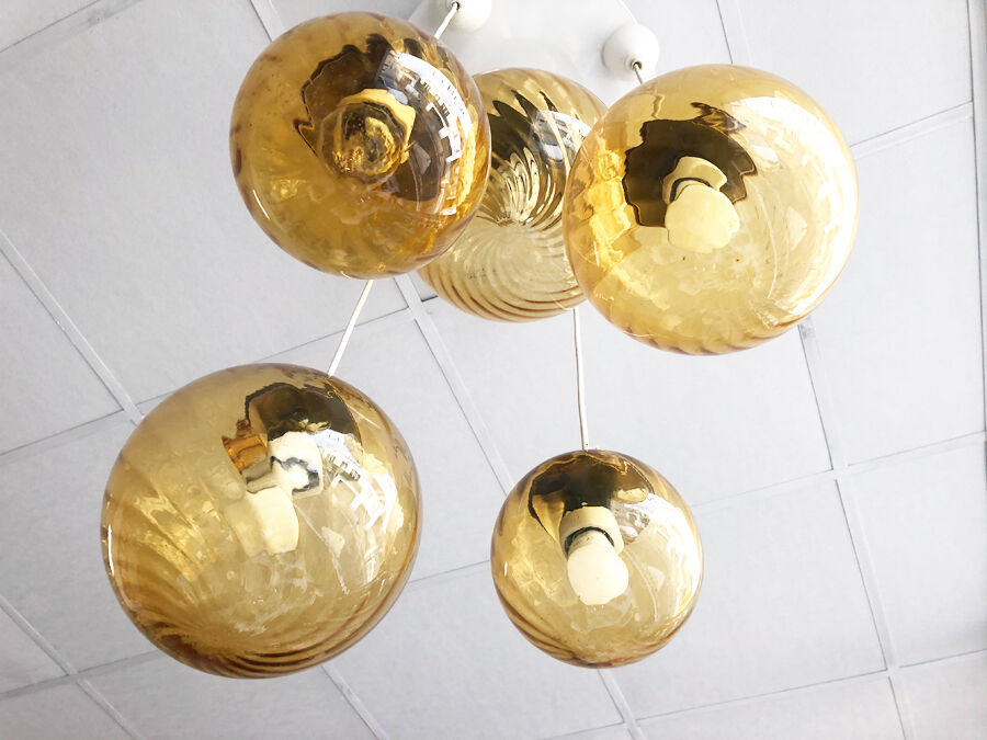 Ochre 5-ball pendant light, 1970