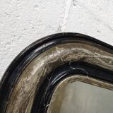 Mirror Louis-Philippe black wood and silver carved
