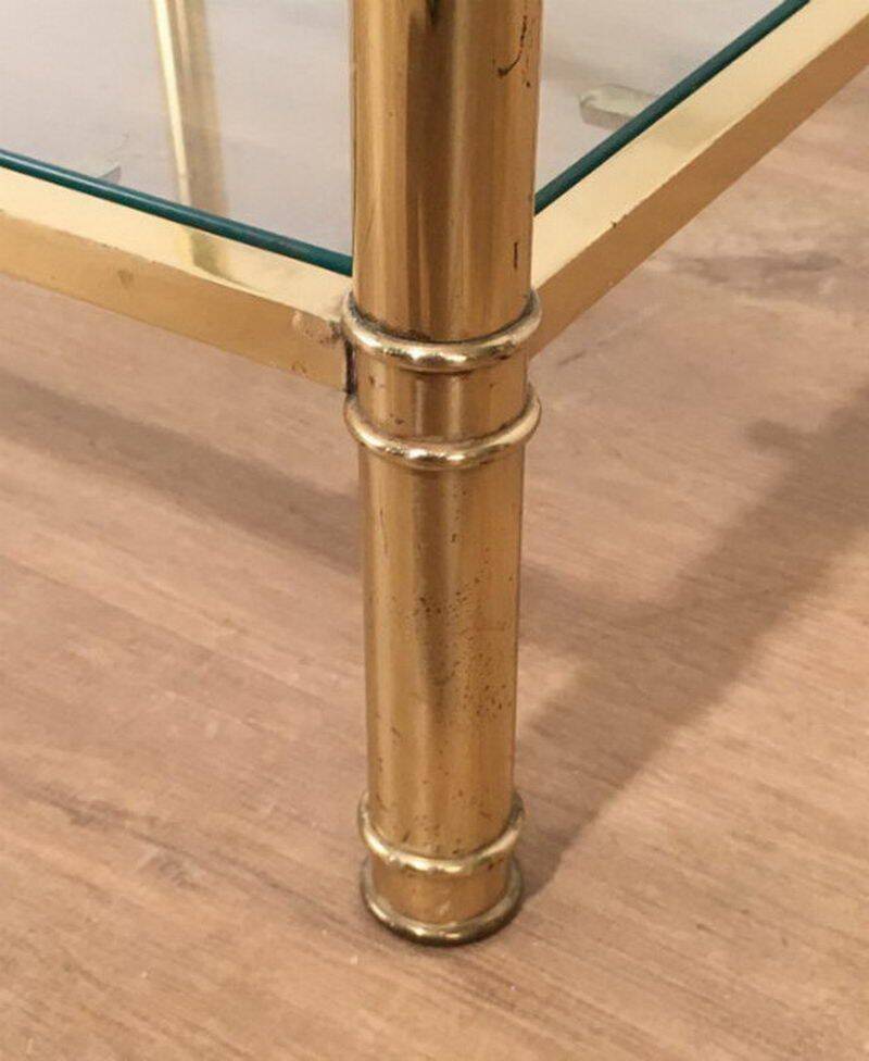 Pair of round brass side tables