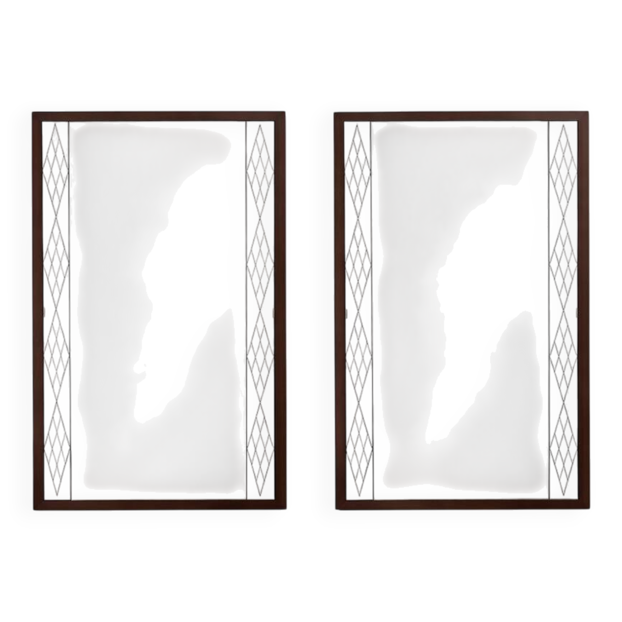 Set of 2 Scandinavian mirrors in glass & wood, Sweden, 1960, 80x50.