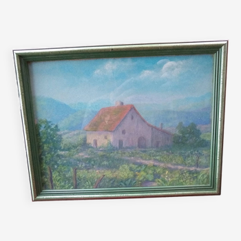 Pastel house in the fields sign date 1952