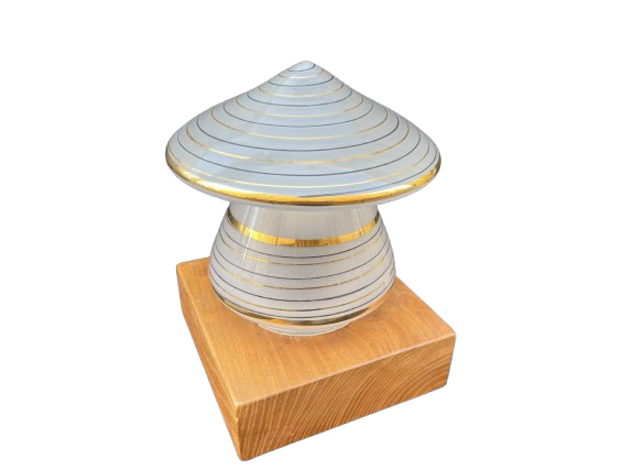 Vintage mushroom-shaped table lamp in Murano glass with wooden base