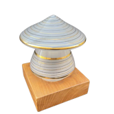 Lampe de table forme de champignon vintage en verre de Murano et socle bois