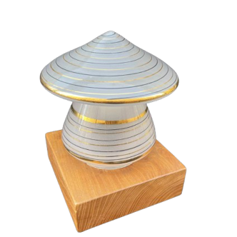 Vintage mushroom-shaped table lamp in Murano glass with wooden base