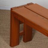 Vintage bench in solid elm produced by Maison Regain, 1980