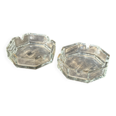 Set of 2 vintage octagonal glass ashtrays D11 H3.5