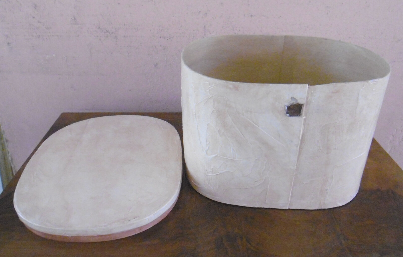 Antique hat box made of painted wood
