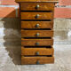 Semainier Ancien Meuble Bois 7 Tiroirs Marqueterie Poignées Métal Vint