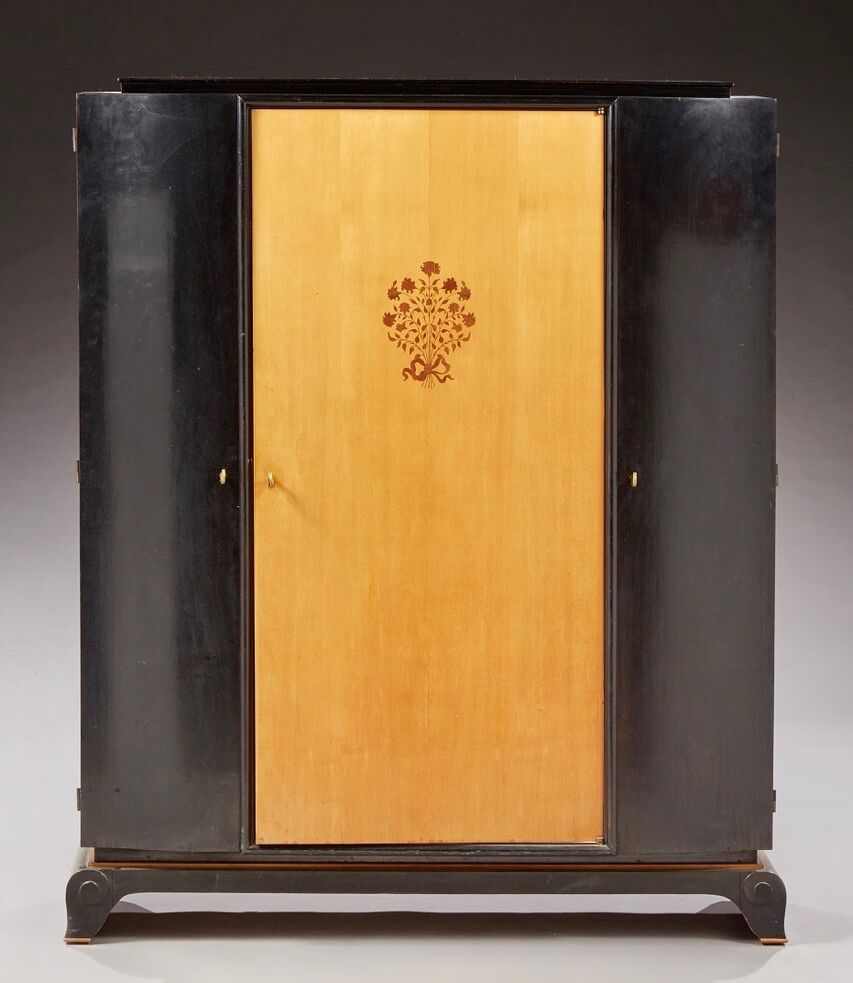 Jean Pascaud wardrobe black lacquered wood