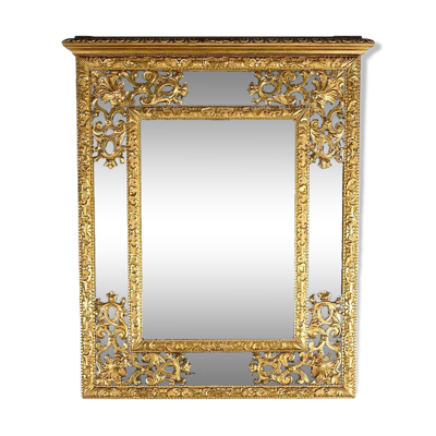 Miroir à Parcloses en Bois Doré, époque Napoléon III – Milieu XIXe