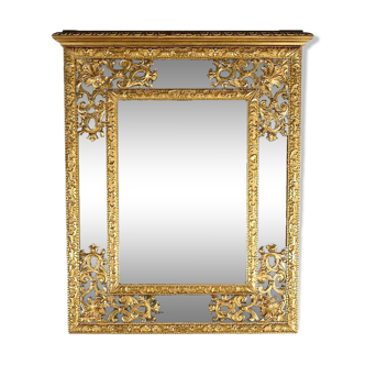 Gilded Wood Glazing Bead Mirror, Napoleon III Period – Mid 19th Century