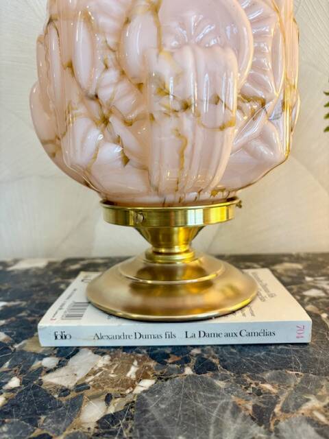Lampe Art Déco Building en opaline marbrée