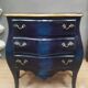 Commode de style Louis XV  laquée  bleu/noir