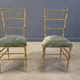 Pair of brass faux bamboo chairs, 1960s