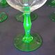 12 green footed wine glasses in opaline blown crystal 1900