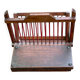 Vintage magazine rack, foldable wooden document holder.