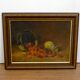 Tableau Nature morte aux cerises & citron, huile sur toile début XXème