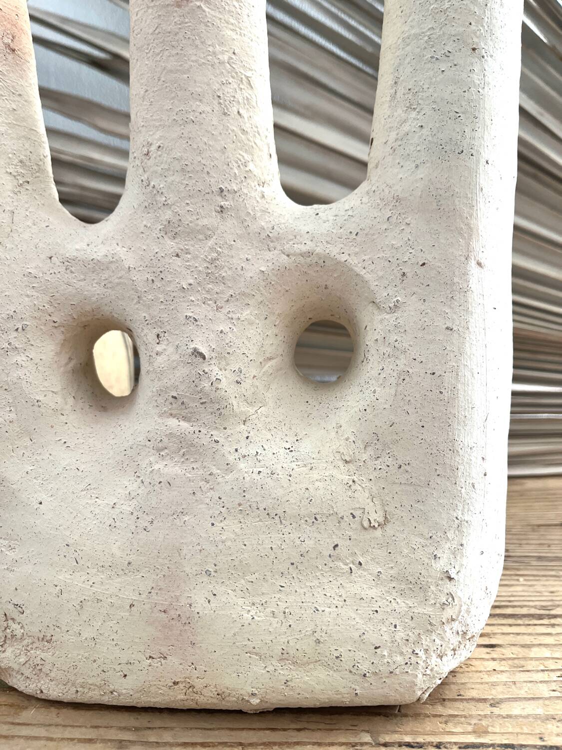 White terracotta candle holder