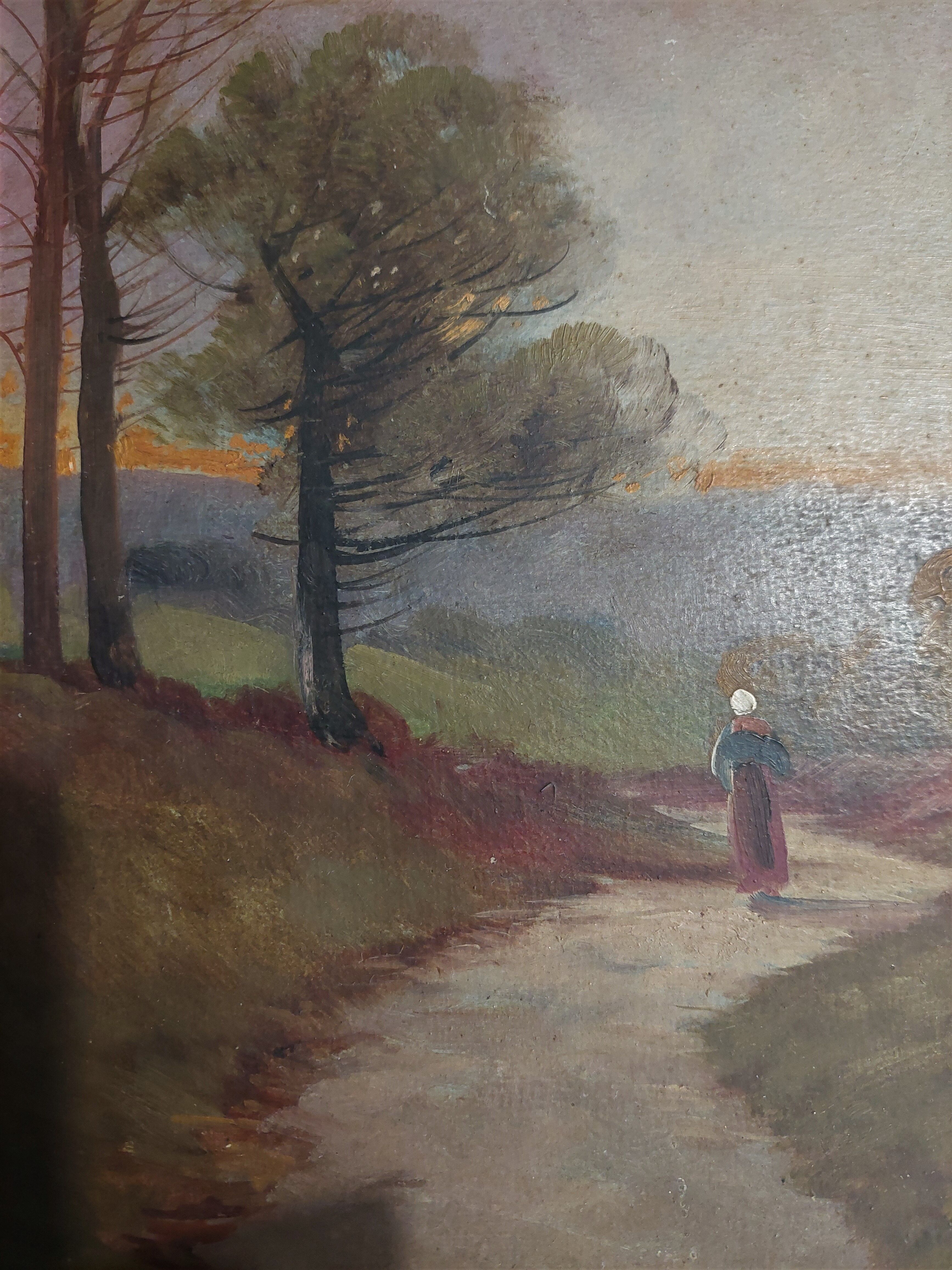 Painting oil on cardboard landscape