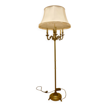 Lampadaire en bronze de Lucien Gau, avec abat-jour à six lumières mod 16136