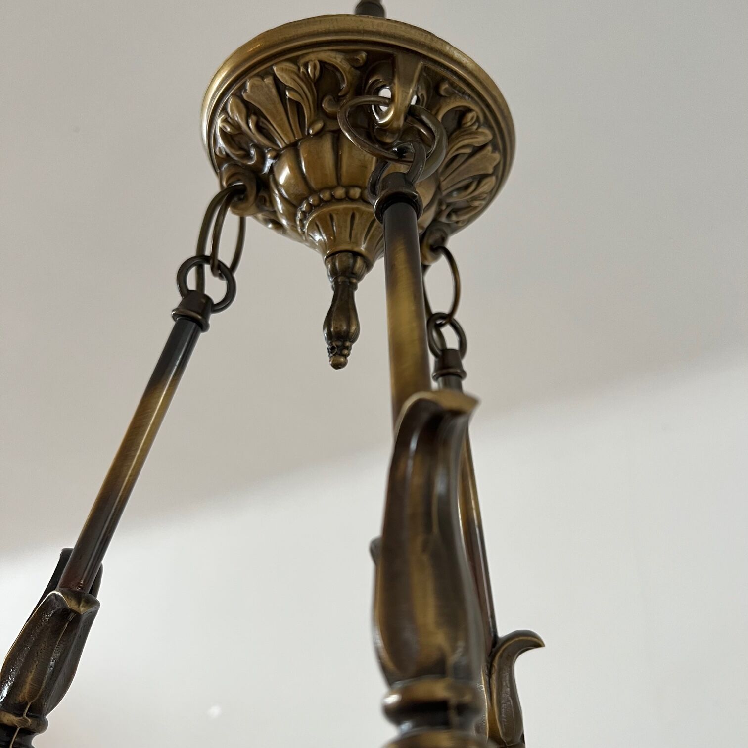 Brass and frosted glass mid-century swedish plafonnier light