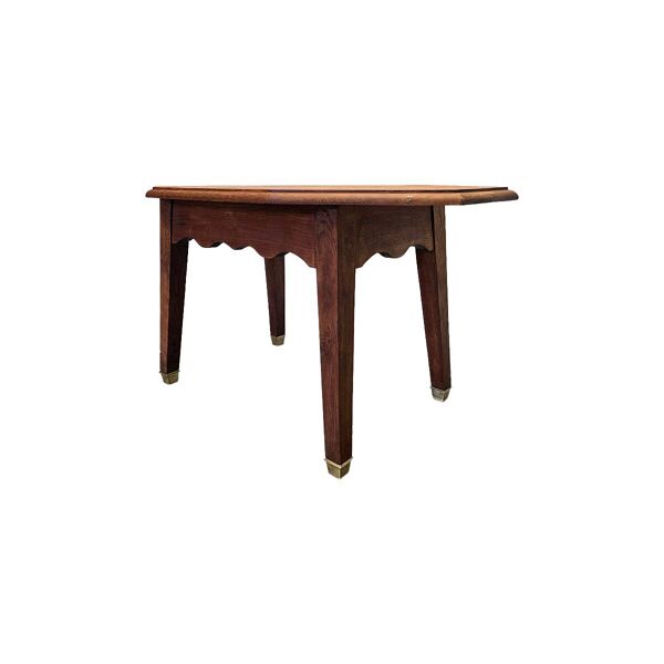 Ancienne table basse française en chêne avec pieds en bronze, années 1900