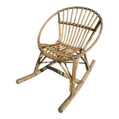 Rocking-chair / Fauteuil en Rotin Osier Tressé Bambou Pour Enfant -Vi