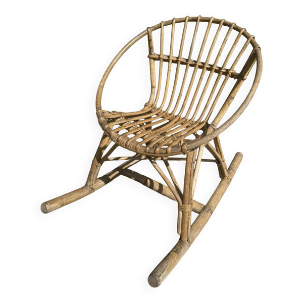 Rocking-chair / Fauteuil en Rotin Osier Tressé Bambou Pour Enfant -Vi