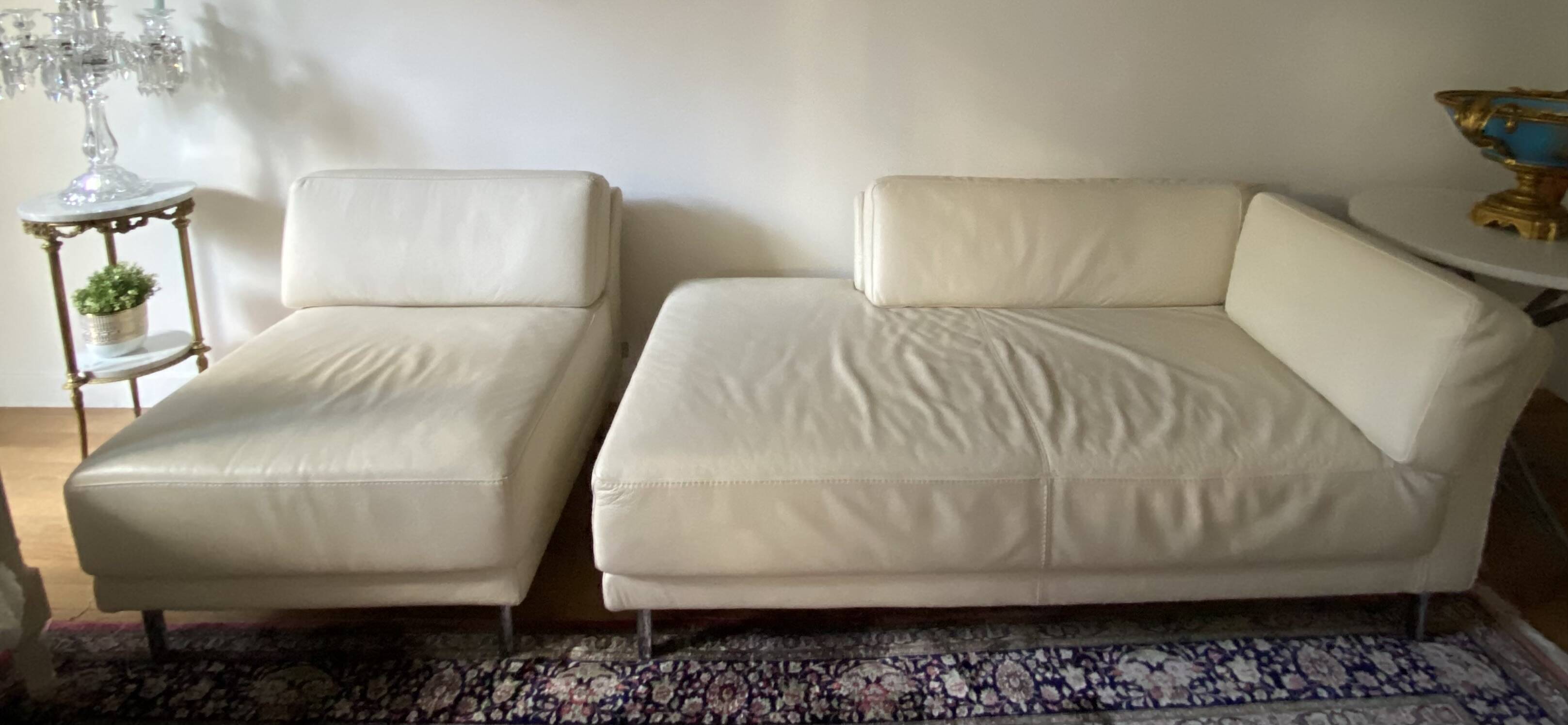 Vintage leather daybed and chaise longue by Habitat